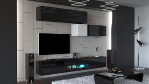 Anbauwand Wohnwand Wohnwände Schrankwand Modernes Wohnzimmer NEU Gold N31