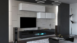 Anbauwand Wohnwand Wohnwände Schrankwand Modernes Wohnzimmer NEU Gold N31