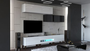 Anbauwand Wohnwand Wohnwände Schrankwand Modernes Wohnzimmer NEU Gold N31