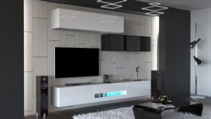 Anbauwand Wohnwand Wohnwände Schrankwand Modernes Wohnzimmer NEU Gold N31