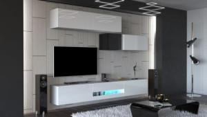 Anbauwand Wohnwand Wohnwände Schrankwand Modernes Wohnzimmer NEU Gold N31