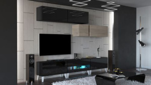 Anbauwand Wohnwand Wohnwände Schrankwand Modernes Wohnzimmer NEU Gold N31