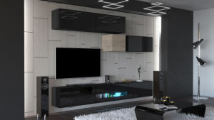 Anbauwand Wohnwand Wohnwände Schrankwand Modernes Wohnzimmer NEU Gold N31