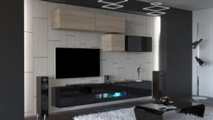 Anbauwand Wohnwand Wohnwände Schrankwand Modernes Wohnzimmer NEU Gold N31