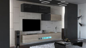 Anbauwand Wohnwand Wohnwände Schrankwand Modernes Wohnzimmer NEU Gold N31