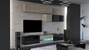 Anbauwand Wohnwand Wohnwände Schrankwand Modernes Wohnzimmer NEU Gold N31