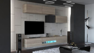 Anbauwand Wohnwand Wohnwände Schrankwand Modernes Wohnzimmer NEU Gold N31
