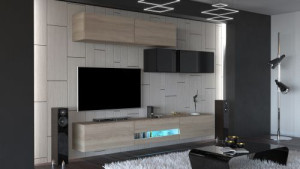 Anbauwand Wohnwand Wohnwände Schrankwand Modernes Wohnzimmer NEU Gold N31