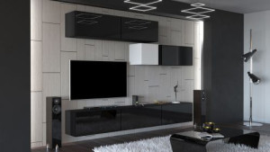 Anbauwand Wohnwand Wohnwände Schrankwand Modernes Wohnzimmer NEU Silver N32