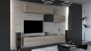 Anbauwand Wohnwand Wohnwände Schrankwand Modernes Wohnzimmer NEU Silver N32