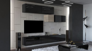Anbauwand Wohnwand Wohnwände Schrankwand Modernes Wohnzimmer NEU Silver N32