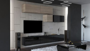 Anbauwand Wohnwand Wohnwände Schrankwand Modernes Wohnzimmer NEU Silver N32