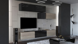 Anbauwand Wohnwand Wohnwände Schrankwand Modernes Wohnzimmer NEU Silver N32