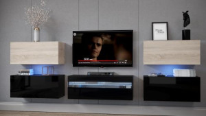 Anbauwand Wohnwand Wohnwände Schrankwand Modernes Wohnzimmer NEU Patty  E2