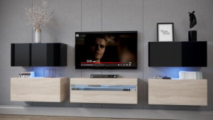 Anbauwand Wohnwand Wohnwände Schrankwand Modernes Wohnzimmer NEU Patty  E2