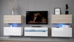 Anbauwand Wohnwand Wohnwände Schrankwand Modernes Wohnzimmer NEU Patty  E2