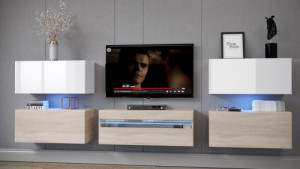 Anbauwand Wohnwand Wohnwände Schrankwand Modernes Wohnzimmer NEU Patty  E2
