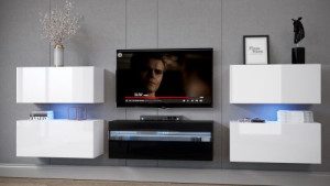 Anbauwand Wohnwand Wohnwände Schrankwand Modernes Wohnzimmer NEU Patty  E2