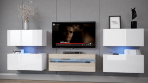 Anbauwand Wohnwand Wohnwände Schrankwand Modernes Wohnzimmer NEU Patty  E2