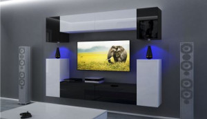 Rodos N43 Modernes Wohnzimmer Wohnwand Wohnschrank Schrankwand Möbel Mediawand
