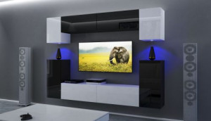 Rodos N43 Modernes Wohnzimmer Wohnwand Wohnschrank Schrankwand Möbel Mediawand