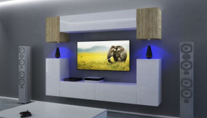 Anbauwand Wohnwand Wohnwände Schrankwand Modernes Wohnzimmer NEU Rodos N43