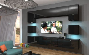 Nowara N1 Modernes Wohnzimmer Wohnwand Wohnschrank Schrankwand Möbel Mediawand