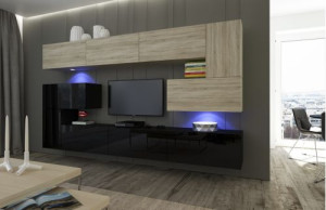 Anbauwand Wohnwand Wohnwände Schrankwand Modernes Wohnzimmer NEU Albania N3 1B
