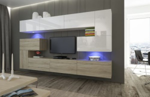 Anbauwand Wohnwand Wohnwände Schrankwand Modernes Wohnzimmer NEU Albania N3 1B