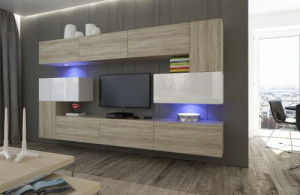 Anbauwand Wohnwand Wohnwände Schrankwand Modernes Wohnzimmer NEU Albania N3 1B