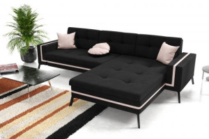 Modernes Wohnzimmer Ecksofa Eckcouch Sofa mit Bettkasten Ottomane Schlaffunktion SL1-G2B-GPMAL-C96-RO61-2