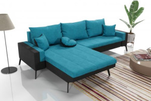 Modernes Wohnzimmer Ecksofa Eckcouch Sofa mit Bettkasten Ottomane Schlaffunktion SL3-G2B-PCOS-NI90-CZ100-4