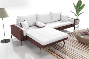 Modernes Wohnzimmer Ecksofa Eckcouch Sofa mit Bettkasten Ottomane Schlaffunktion SL3-G2B-PCOS-SZ119-BR800-2