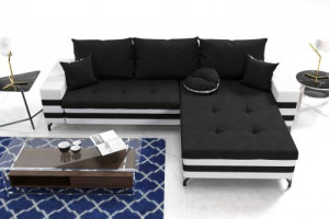 Modernes Wohnzimmer Ecksofa Eckcouch Sofa mit Bettkasten Ottomane Schlaffunktion SL5-G2B-GPCOS+MIK-CZ100-BI31-5