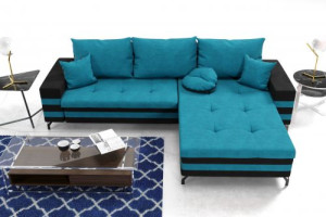 Modernes Wohnzimmer Ecksofa Eckcouch Sofa mit Bettkasten Ottomane Schlaffunktion SL5-G2B-GPCOS+MIK-NI05-CZ100-1