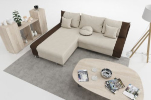 Modernes Wohnzimmer Ecksofa Eckcouch Sofa mit Bettkasten Ottomane Schlaffunktion SL7-G2B-COS-BR10-BR70-2