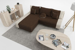 Modernes Wohnzimmer Ecksofa Eckcouch Sofa mit Bettkasten Ottomane Schlaffunktion SL7-G2B-COS-BR70-BR10-7