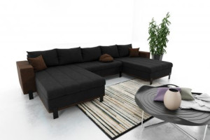 Modernes Wohnzimmer Ecksofa Eckcouch Sofa mit Bettkasten Ottomane Schlaffunktion SU1-G2B-PCOS-CZ100-BR70-7