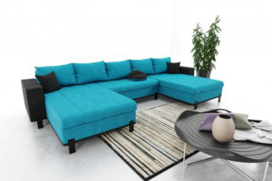 Modernes Wohnzimmer Ecksofa Eckcouch Sofa mit Bettkasten Ottomane Schlaffunktion SU1-G2B-PCOS-NI05-CZ100-1
