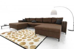 Modernes Wohnzimmer Ecksofa Eckcouch Sofa mit Bettkasten Ottomane Schlaffunktion SU2-G2B-MAL-BR28-C96-4
