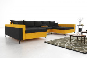 Modernes Wohnzimmer Ecksofa Eckcouch Sofa mit Bettkasten Ottomane Schlaffunktion SU3-G2B-GPCOS-CZ100-ZO120-1