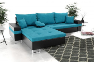 Modernes Wohnzimmer Ecksofa Eckcouch Sofa mit Bettkasten Ottomane Schlaffunktion SL4-G2B-GPCOS+BOS-NI05-CZ14-2