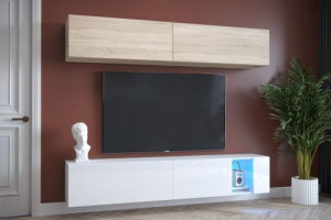 Anbauwand Wohnwand Wohnwände Schrankwand Modernes Wohnzimmer NEU Sally  E4