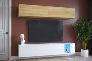 Anbauwand Wohnwand Wohnwände Schrankwand Modernes Wohnzimmer NEU Fenty  E6