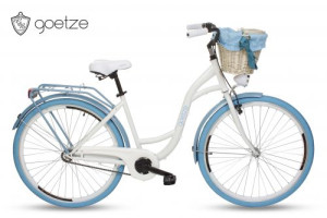 Goetze Style Weiß 28 Zoll Retro Tiefeinstieger City Bike Damen Fahrrad mit Korb