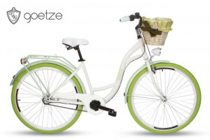 Goetze Style Weiß 28 Zoll Retro Tiefeinstieger City Bike Damen Fahrrad mit Korb [CLONE]