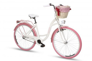 Goetze Style Weiß 28 Zoll Retro Tiefeinstieger City Bike Damen Fahrrad mit Korb