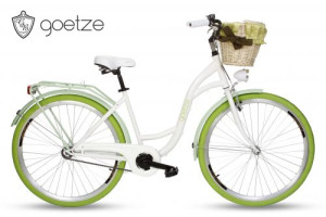 Goetze Style Weiß 28 Zoll Retro Tiefeinstieger City Bike Damen Fahrrad mit Korb