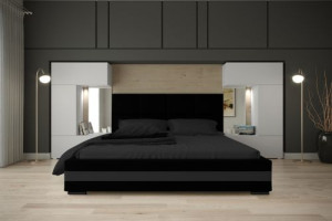 Wohnwand für Schlafzimmer Schrankwand Möbel Schlafzimmermöbel Modernes Möbelset Schafzimmerschränke Panama M1