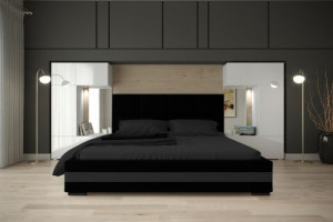 Wohnwand für Schlafzimmer Schrankwand Möbel Schlafzimmermöbel Modernes Möbelset Schafzimmerschränke Panama M1